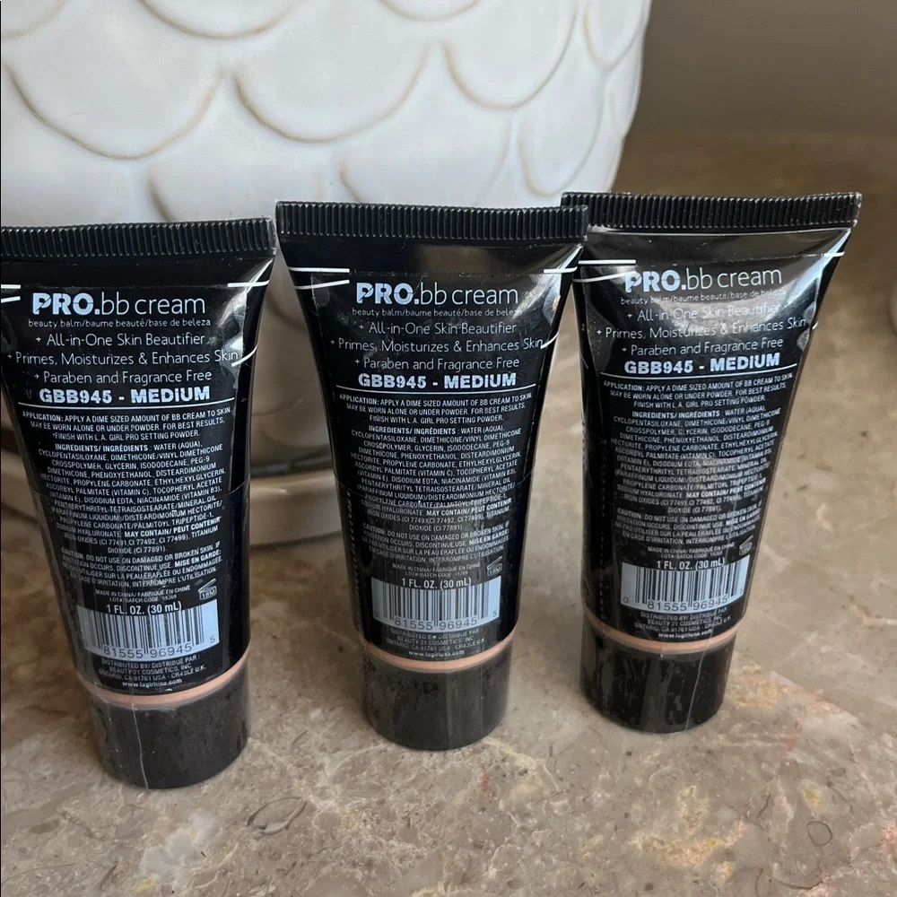 LA GIRL HD LOT of 3 PRO BB CREAM Medium Shade GBB945 1oz, NEW/SEALED